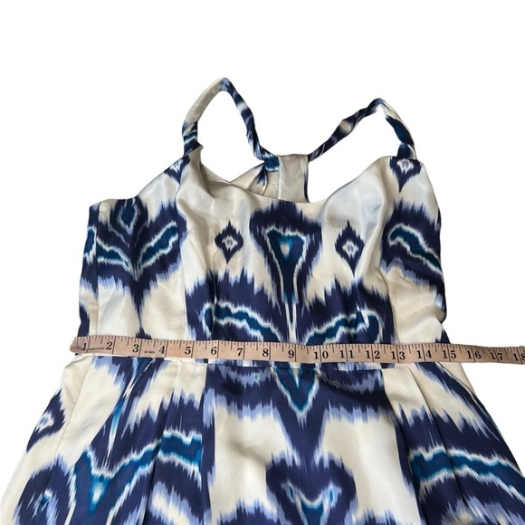 Banana Republic Silk Blue Ivory Tribal Ikat Crisscross Sheath Slip Dress NEW - Picture 6 of 16